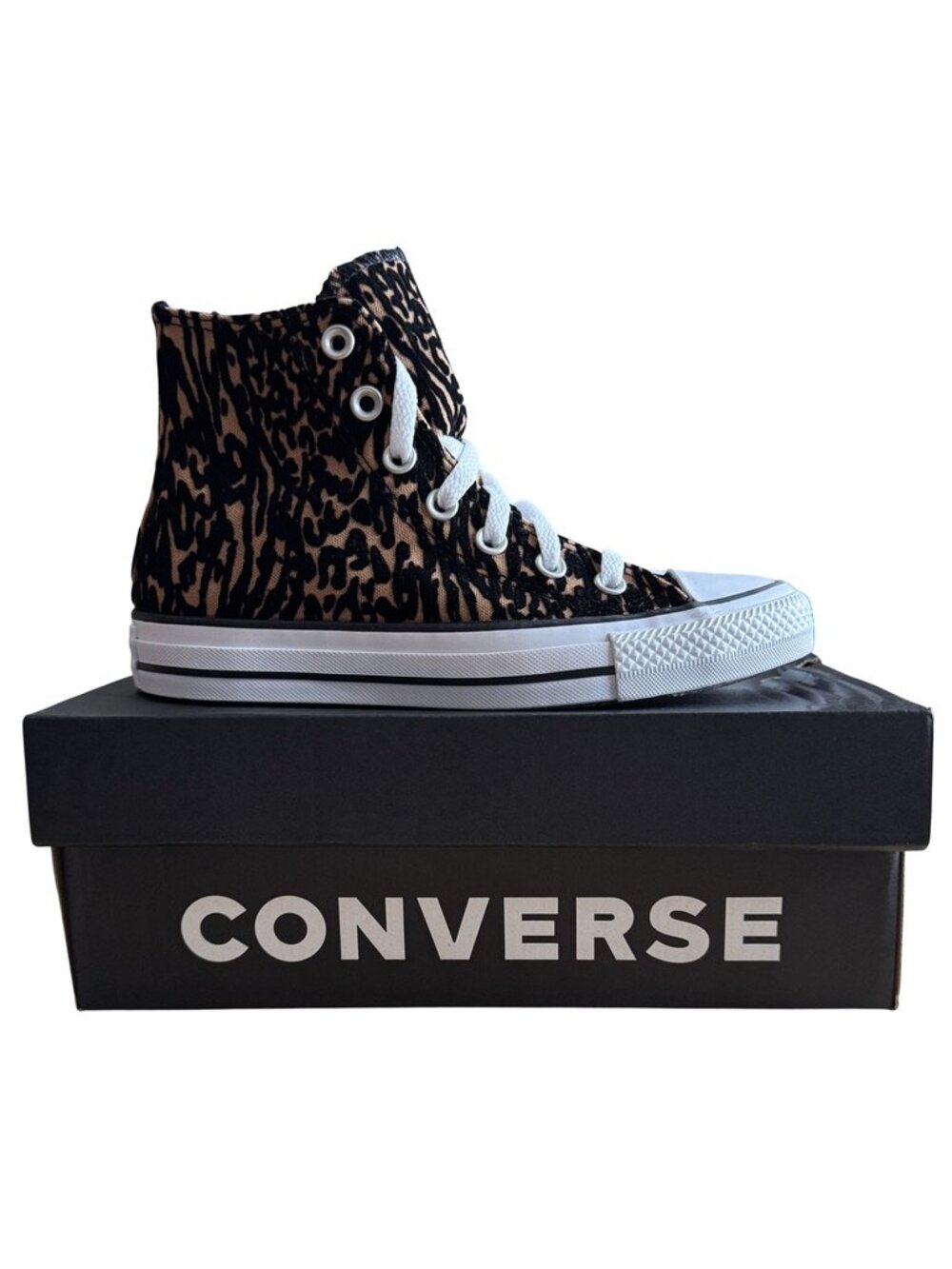 Converse Chuck Taylor All Star Hi Leopard Print Sneakers Womens 6 Mens 4 NWT - Picture 1 of 15